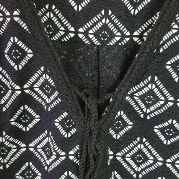 M&S COLLECTION INDIGO GEOMETRIC PRINT LINEN SHIFT DRESS SIZE US 8 UK 12 - Picture 5 of 9